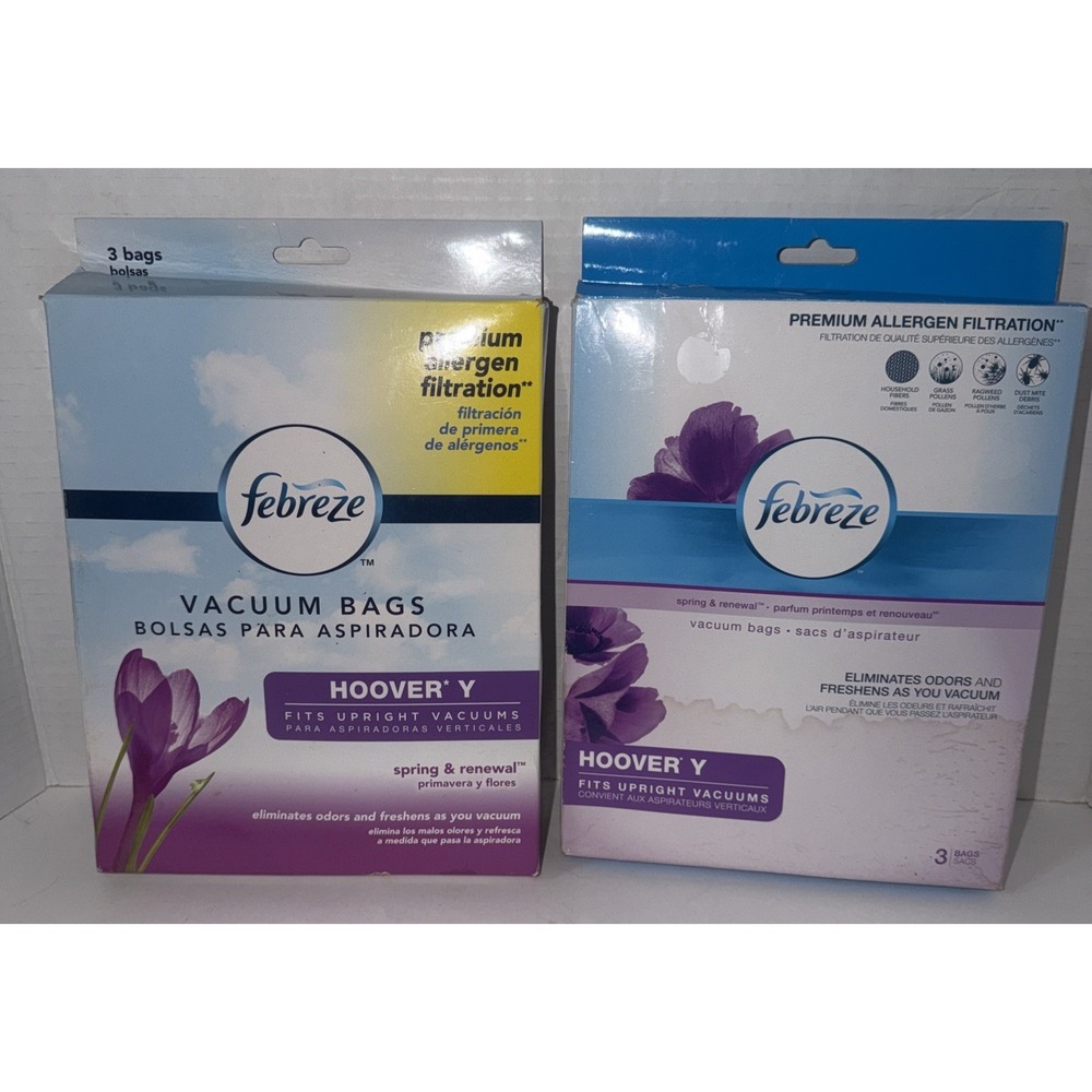 Febreze Vacuum Bags Hoover Y For Upright Vacuums 3 Bags Each - 2 Packs (6 Bags)